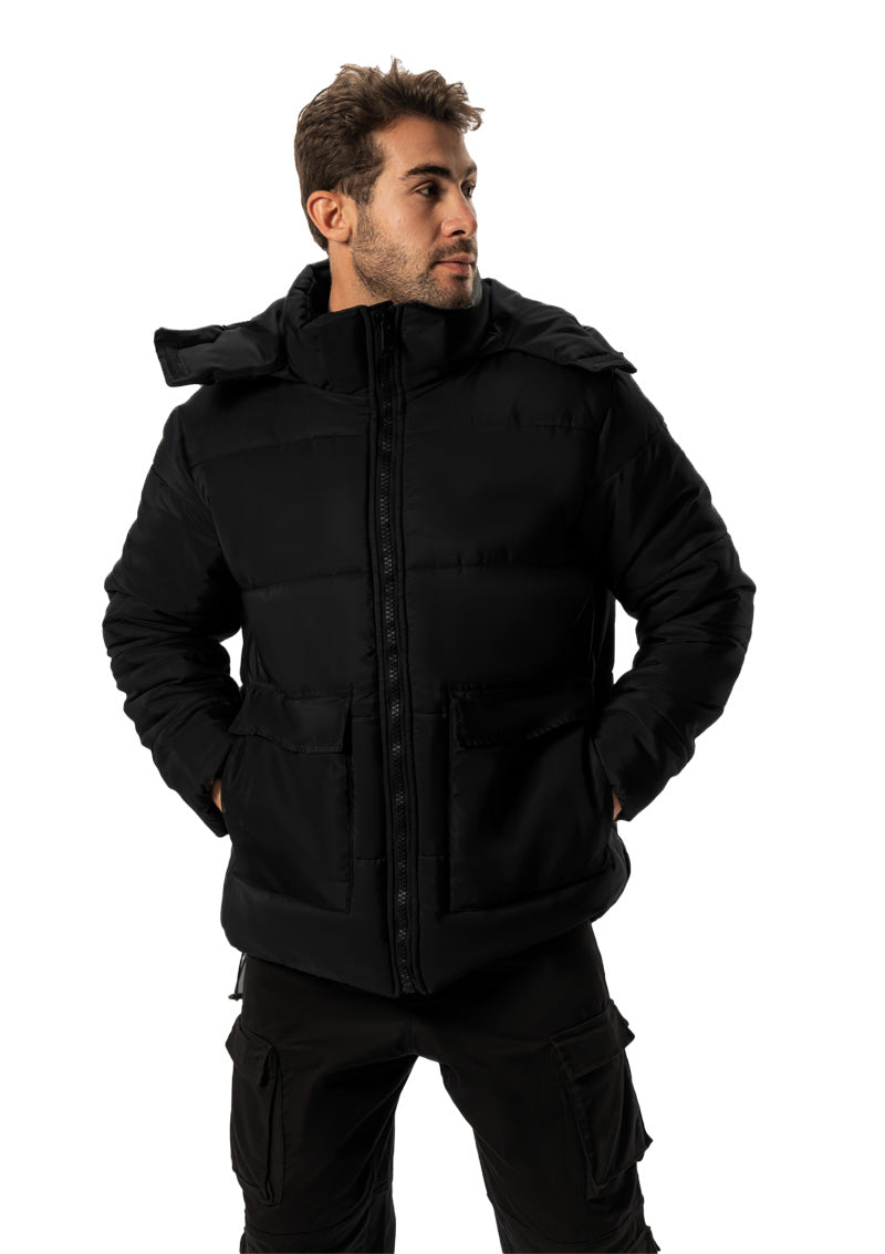 BLACK PUFFER WATER PROOF JACKET